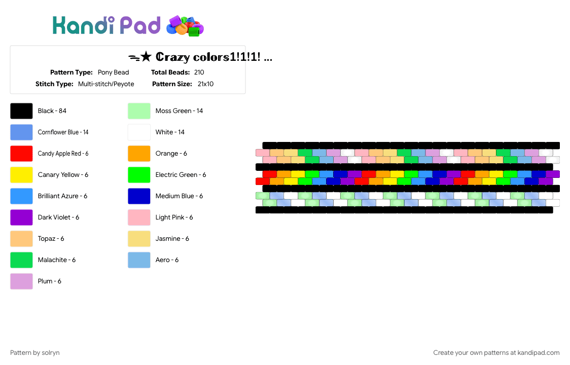 ᯓ★ ℂ𝕣𝕒𝕫𝕪 𝕔𝕠𝕝𝕠𝕣𝕤1!1!1! 𓆩𓁺𓆪 - Pony Bead Pattern by solryn on Kandi Pad - backrooms, black, colorful, dreamcore, frutiger aero, neon, pastel, pink, purple, rainbow, weirdcore, yellow