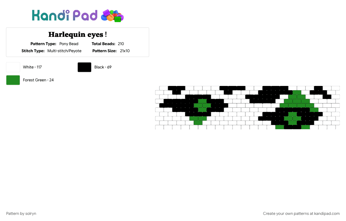 𝐇𝐚𝐫𝐥𝐞𝐪𝐮𝐢𝐧 𝐞𝐲𝐞𝐬 ! - Pony Bead Pattern by solryn on Kandi Pad - clown, eyes, green, harlequin, harlequin tfc, tfc, the freak circus, white