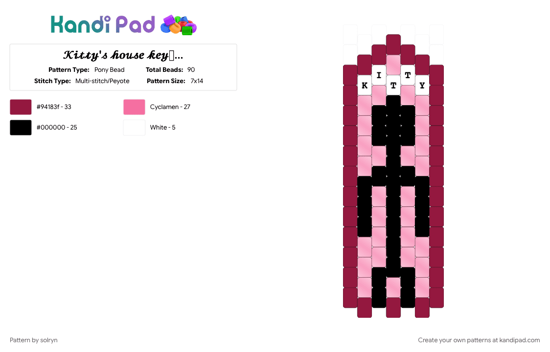 𝒦𝒾𝓉𝓉𝓎\'𝓈 𝒽𝑜𝓊𝓈𝑒 𝓀𝑒𝓎𝒸𝒽𝒶𝒾𝓃🎀 - Pony Bead Pattern by solryn on Kandi Pad - backrooms, black, creepy, dreamcore, kittys house, pink, weirdcore
