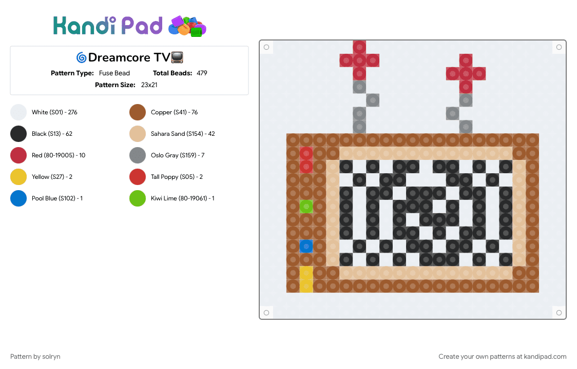 🌀Dreamcore TV📺 - Fuse Bead Pattern by solryn on Kandi Pad - beige, dreamcore, liminal, perler, tan, tv, weirdcore, white
