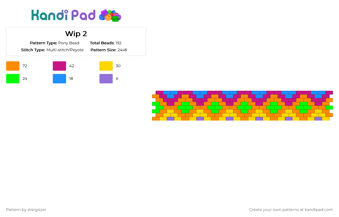 Kewl rainbow spike cuff!!! X3 - Pony Bead Pattern by ch4os_gr3ml1n on Kandi Pad - pink,orange,yellow,rainbow,neon,spike,cuff,kewl,peyote,fun,kidcore
