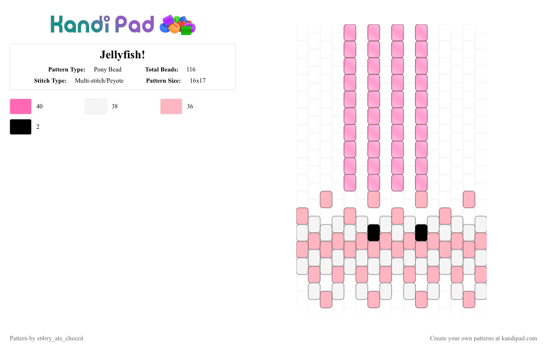 Jellyfish! - Pony Bead Pattern by blueberry-the-cat on Kandi Pad - white,pink