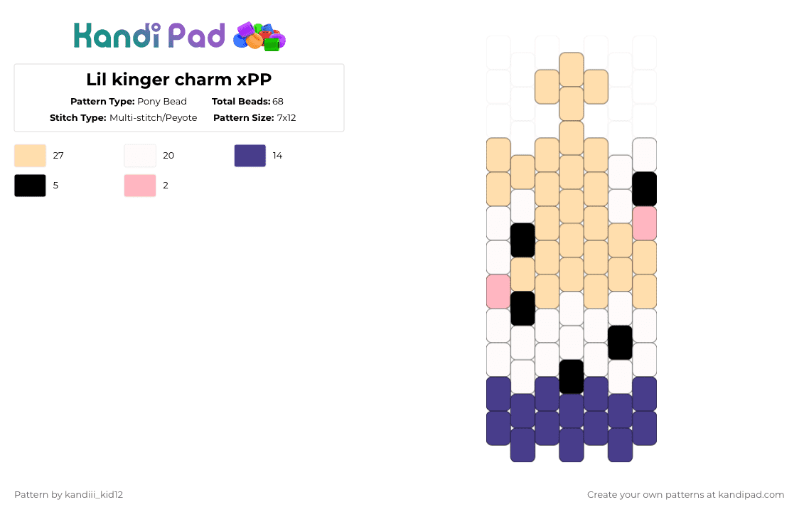 (OLD) kinger charm READ DESC! - Pony Bead Pattern by blueberry-the-cat on Kandi Pad - purple,beige