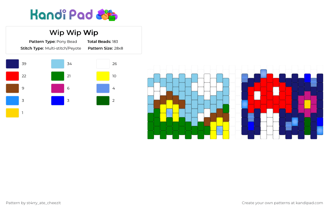 Wip Wip Wip - Pony Bead Pattern by ch4os_gr3ml1n on Kandi Pad - light blue,red,purple