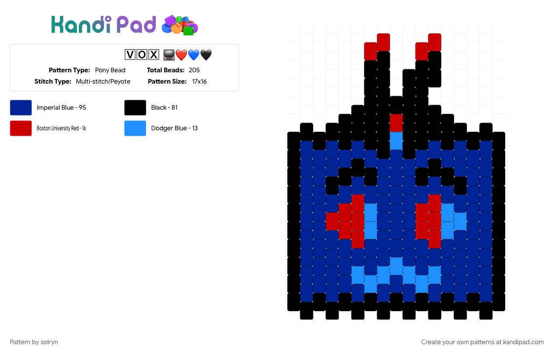 🅅🄾🅇 📺❤️💙🖤 - Pony Bead Pattern by solryn on Kandi Pad - character, hazbin hotel, hh, purple, tv, vox, vox hazbin hotel, vox hh