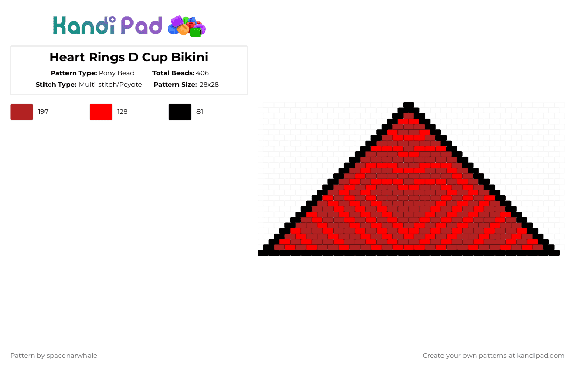 Heart Rings D Cup Bikini - Pony Bead Pattern by spacenarwhale on Kandi Pad - red,bikini,bra,clothing,heart,love,valentines,valentine,d cup