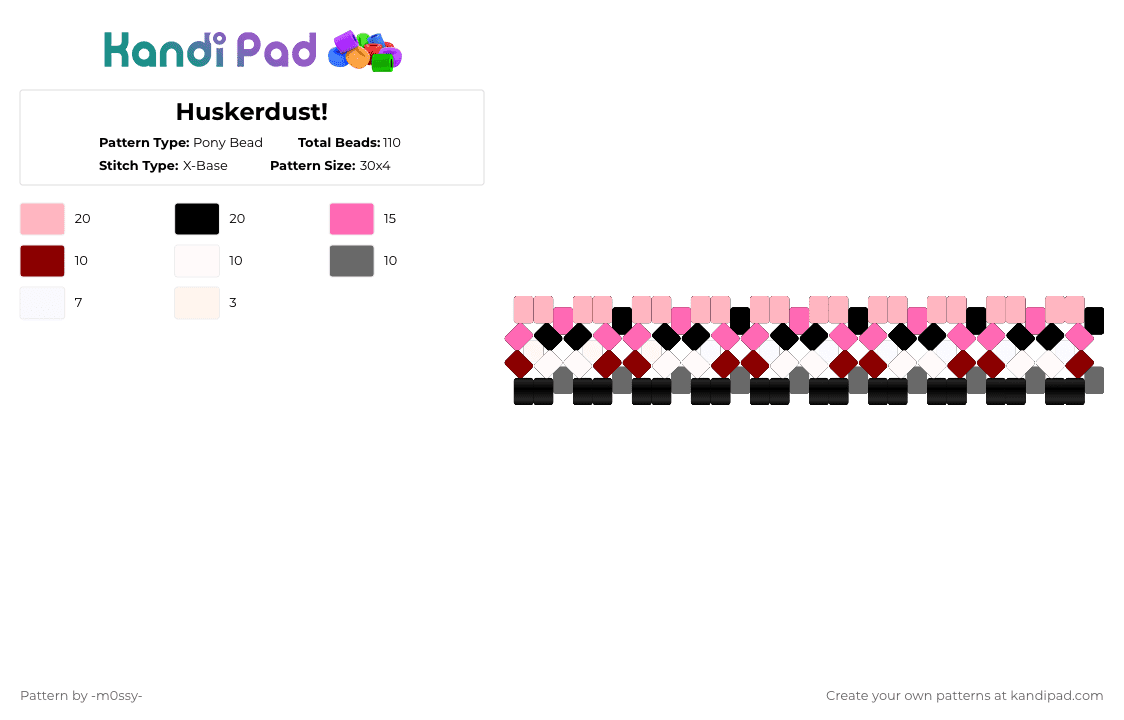 Huskerdust! - Pony Bead Pattern by -m0ssy- on Kandi Pad - pink,huskerdust,angel dust,husk,hazbin,hh