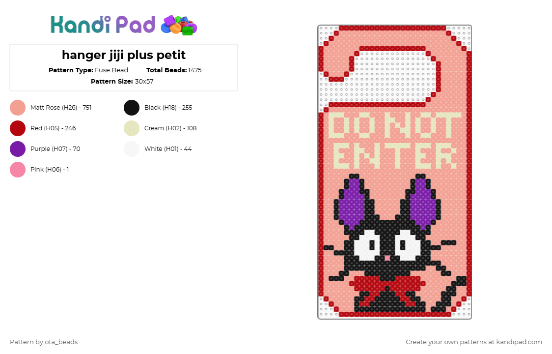 hanger jiji plus petit - Fuse Bead Pattern by ota_beads on Kandi Pad - beige