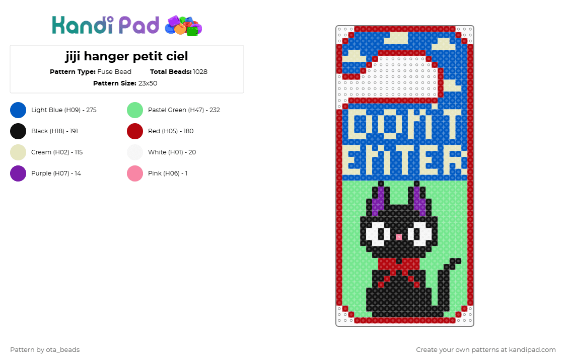 jiji hanger petit ciel - Fuse Bead Pattern by ota_beads on Kandi Pad - red,teal,blue