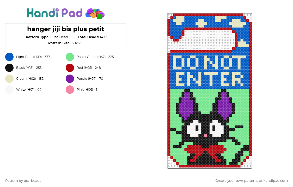 hanger jiji bis plus petit - Fuse Bead Pattern by ota_beads on Kandi Pad - blue,red,teal