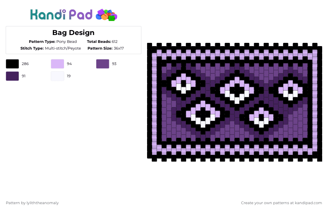 Bag Design - Pony Bead Pattern by lyliththeanomaly on Kandi Pad - pink,purple