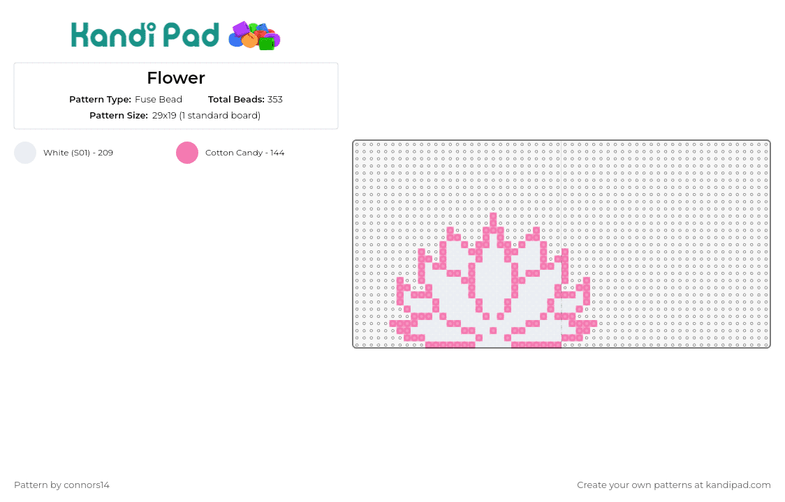 Flower - Fuse Bead Pattern by connors14 on Kandi Pad - lotus,flower,nature,pink,white,zen,peace,tranquility