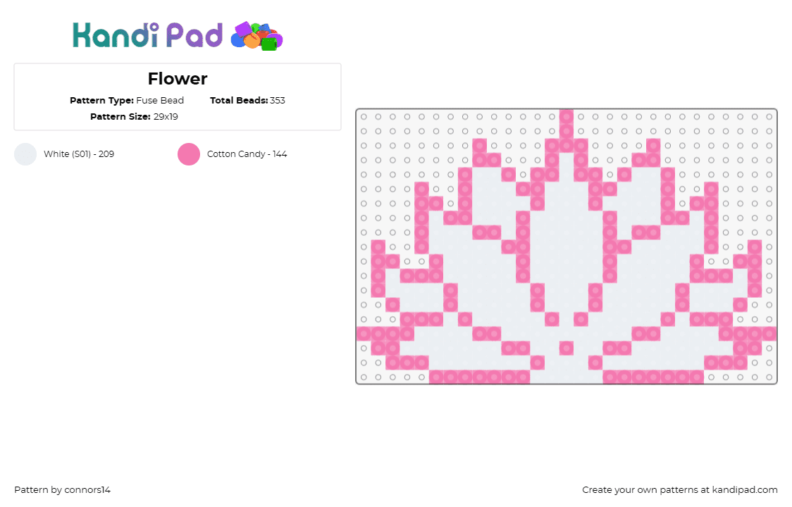 Flower - Fuse Bead Pattern by connors14 on Kandi Pad - lotus,flower,nature,pink,white,zen,peace,tranquility