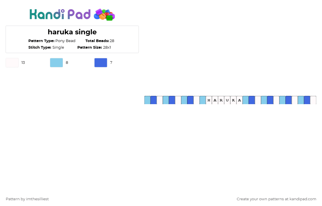 haruka single - Pony Bead Pattern by imthesilliest on Kandi Pad - light blue,blue,pjsk,project sekai,haruka