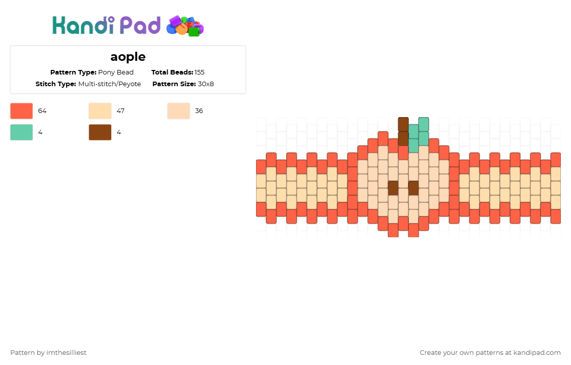 aople - Pony Bead Pattern by imthesilliest on Kandi Pad - red,beige