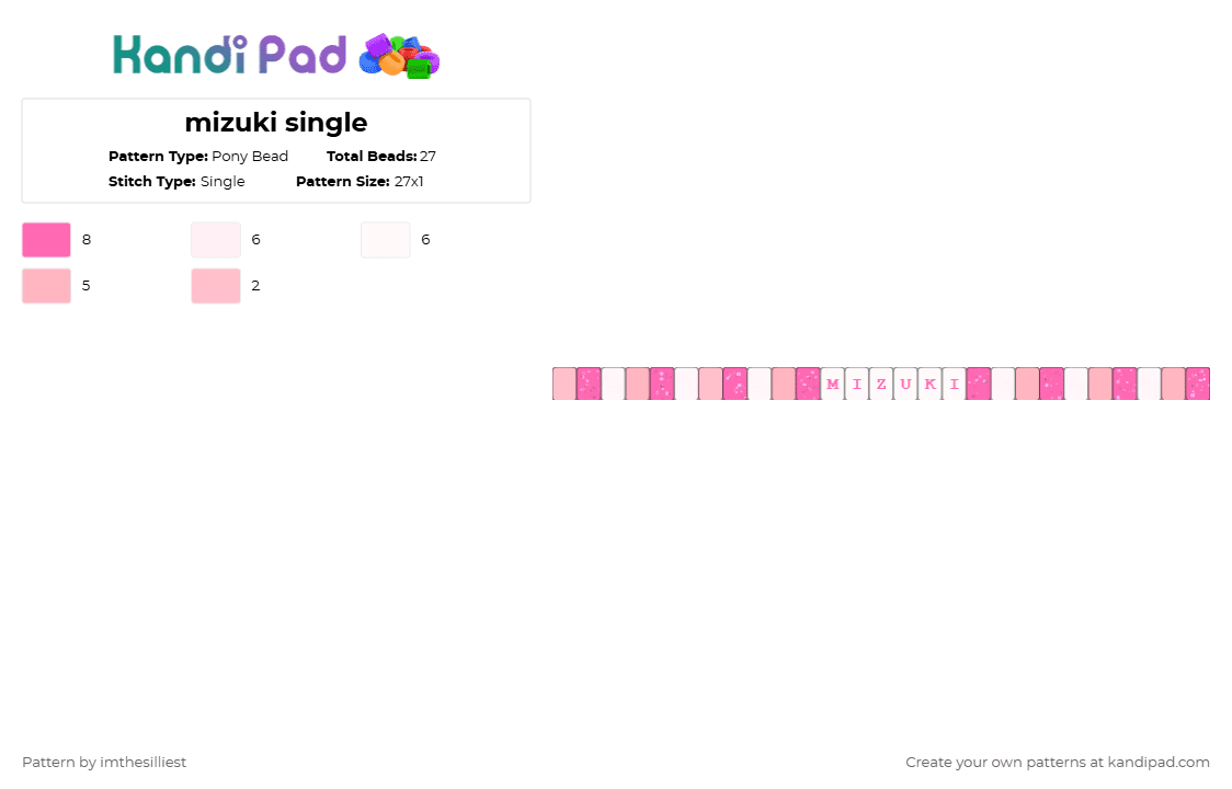 mizuki single - Pony Bead Pattern by imthesilliest on Kandi Pad - pink,white,project sekai,pjsk,mizuki