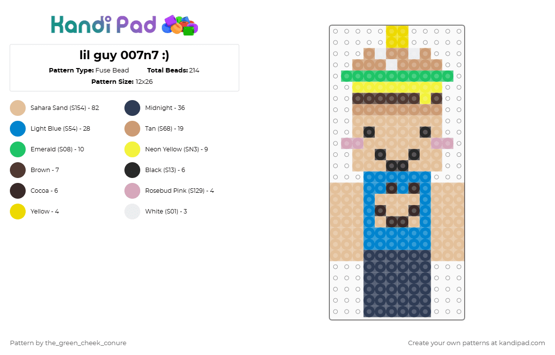 lil guy 007n7 :) - Fuse Bead Pattern by the_green_cheek_conure on Kandi Pad - beige,blue,purple,forsaken,007n7,charm,hacker