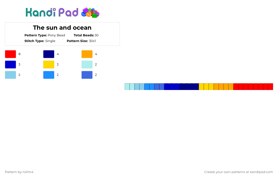 The sun and ocean - Pony Bead Pattern by deleted_user_953976 on Kandi Pad - light blue,purple,red