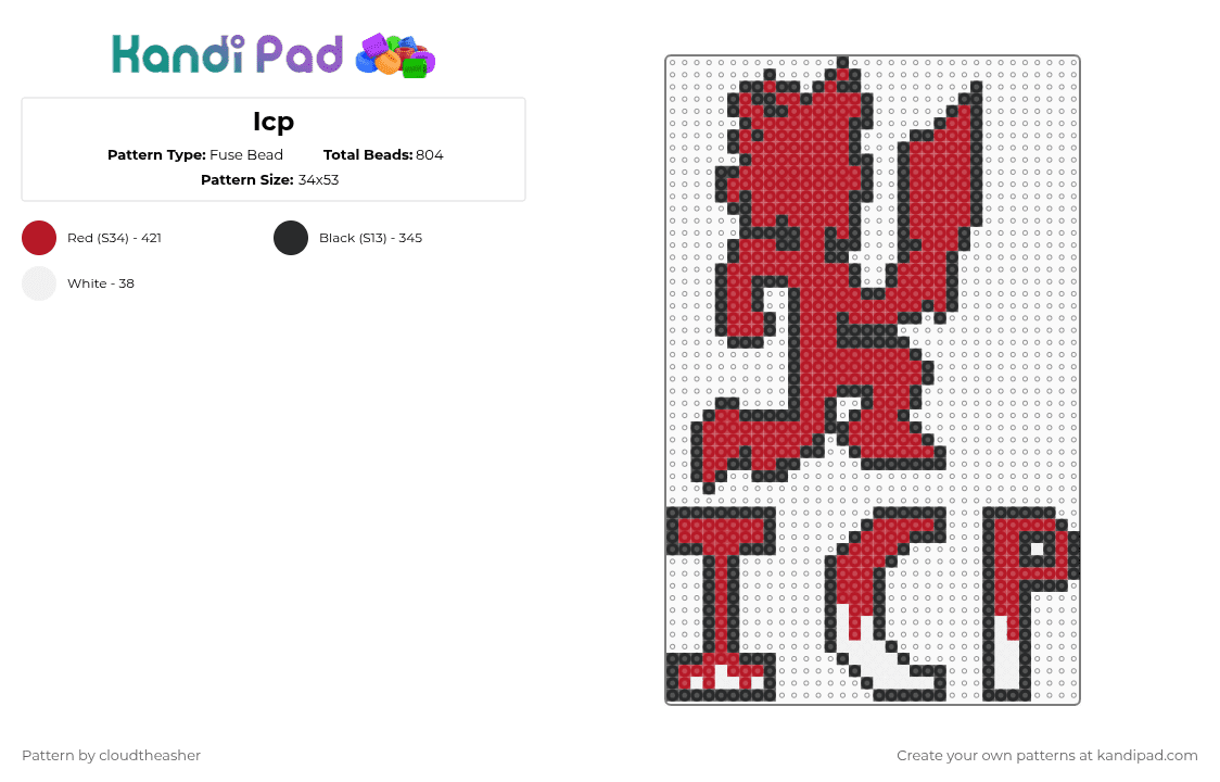 Icp - Fuse Bead Pattern by cloudtheasher on Kandi Pad - red