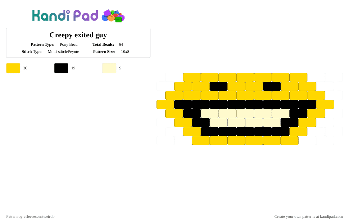 Creepy exited guy - Pony Bead Pattern by effervescentweirdo on Kandi Pad - black,yellow,cotdexcitement,red,weird,simple,creepy