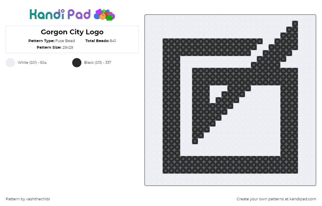 Gorgon City Logo - Fuse Bead Pattern by vashthechibi on Kandi Pad - gorgon city,logo,dj,edm,music,simple,black,white