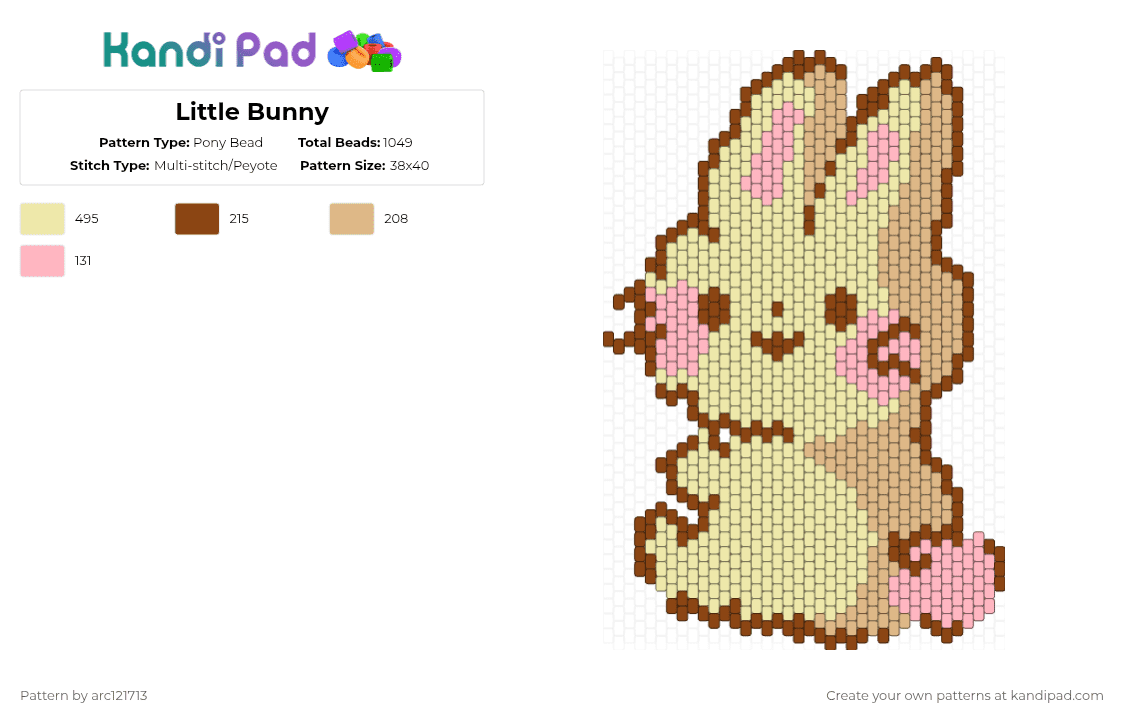 Little Bunny - Pony Bead Pattern by arc121713 on Kandi Pad - yellow