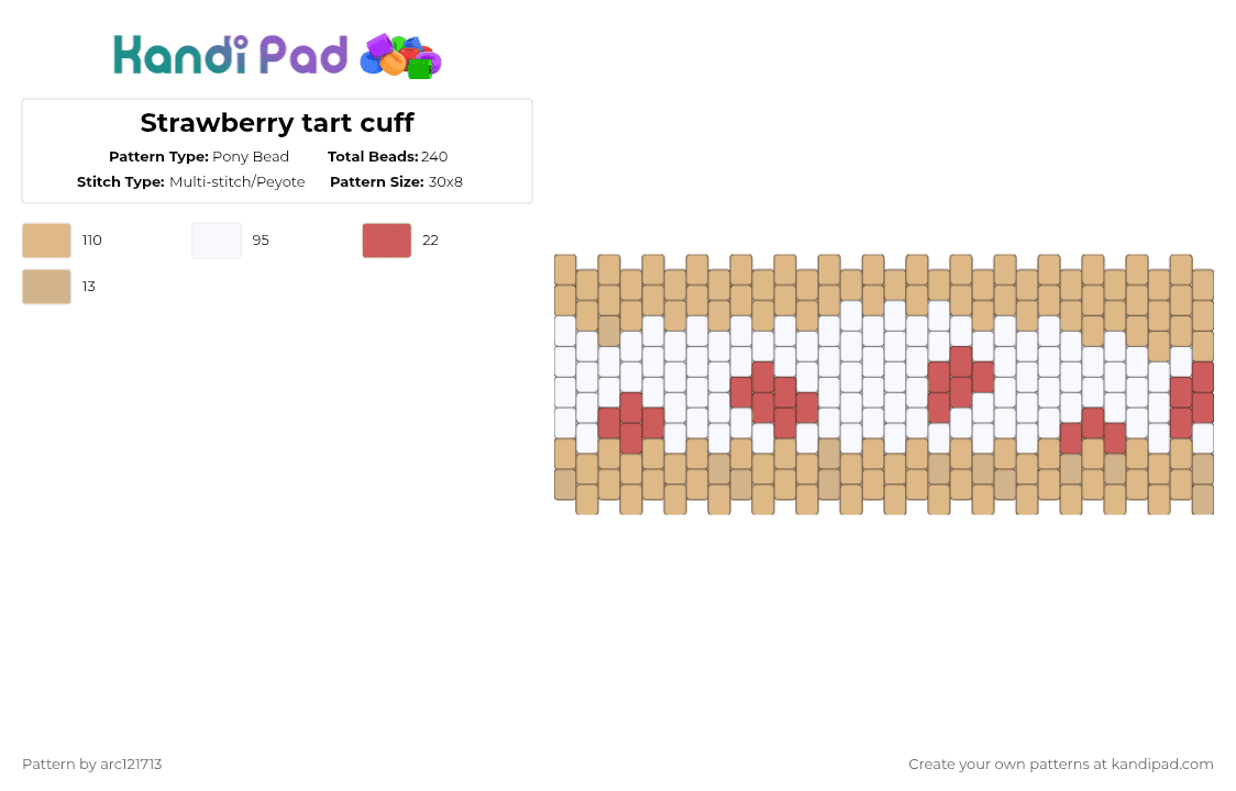 Strawberry tart cuff - Pony Bead Pattern by arc121713 on Kandi Pad - beige
