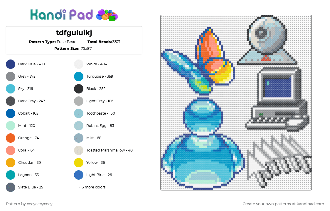 tdfguluikj - Fuse Bead Pattern by cecycecycecy on Kandi Pad - microsoft,windows,fruitiger aero,icons,pc,computer,cursor,retro,blue,light blue,gray
