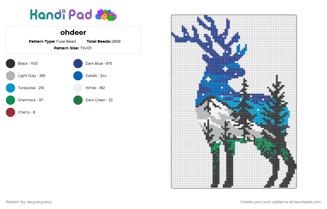 ohdeer - Fuse Bead Pattern by cecycecycecy on Kandi Pad - beige,blue