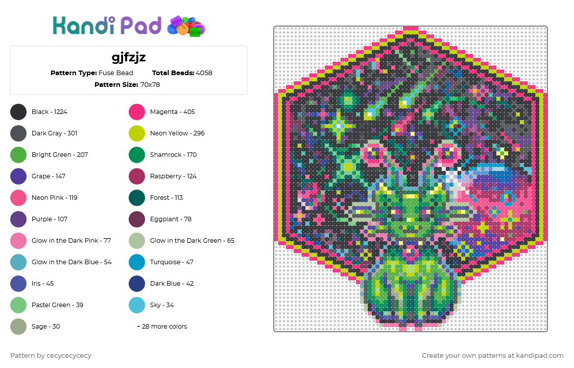 gjfzjz - Fuse Bead Pattern by cecycecycecy on Kandi Pad - pink,purple,gray,green