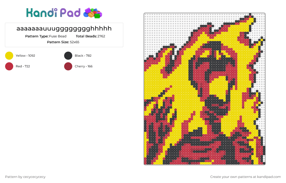 aaaaaaauuugggggggghhhhh - Fuse Bead Pattern by cecycecycecy on Kandi Pad - red,yellow