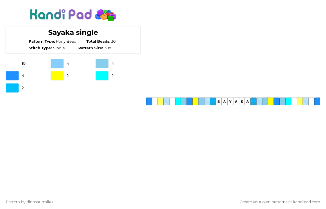 Sayaka single - Pony Bead Pattern by dinosaurmiku on Kandi Pad - light blue,madokamagica,madoka,sayaka,puella magi madoka magica