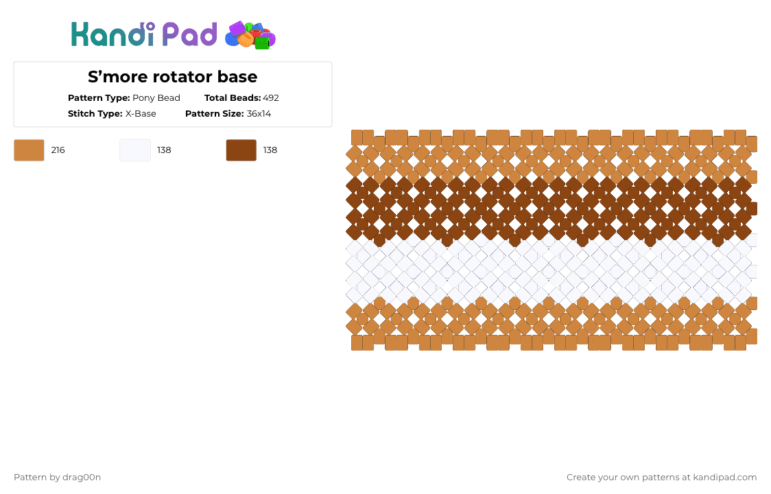 S’more rotator base - Pony Bead Pattern by drag00n on Kandi Pad - orange,red