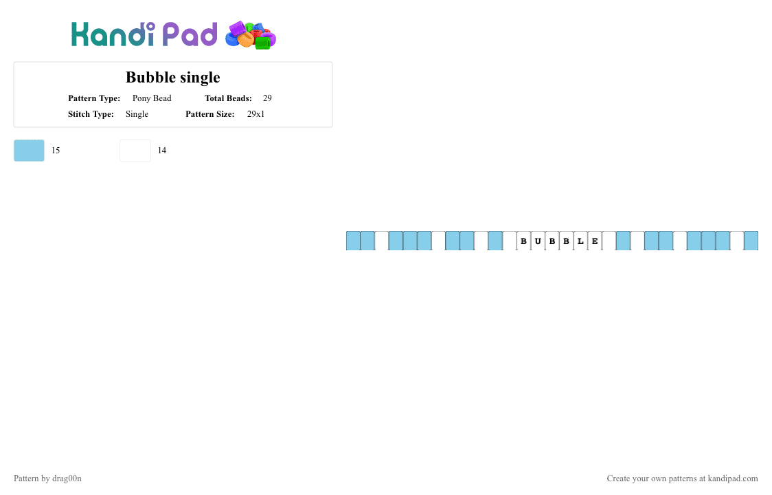 Bubble single - Pony Bead Pattern by drag00n on Kandi Pad - white,light blue,bubble,tadc,circus
