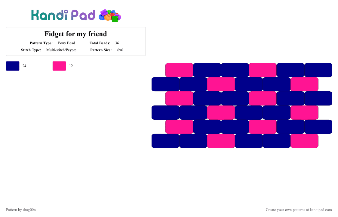 Fidget for my friend - Pony Bead Pattern by drag00n on Kandi Pad - purple,pink