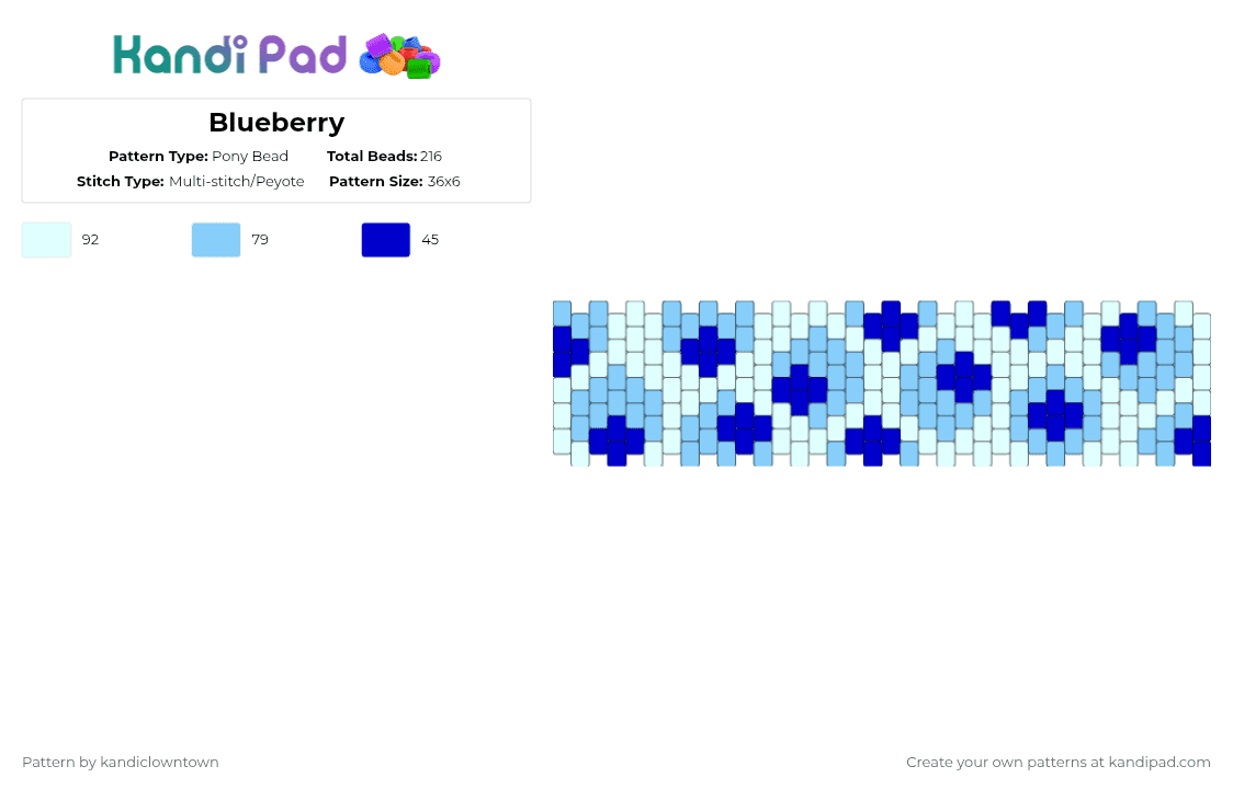 Blueberry - Pony Bead Pattern by kandiclowntown on Kandi Pad - light blue,purple,blueberry,fruit