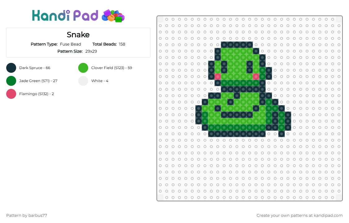 Snake - Fuse Bead Pattern by barbus77 on Kandi Pad - green