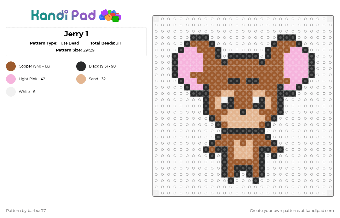 Jerry 1 - Fuse Bead Pattern by barbus77 on Kandi Pad - tan