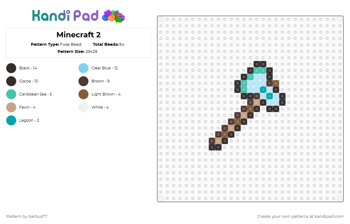 Minecraft 2 - Fuse Bead Pattern by barbus77 on Kandi Pad - brown,light blue
