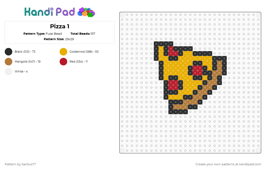 Pizza 1 - Fuse Bead Pattern by barbus77 on Kandi Pad - orange