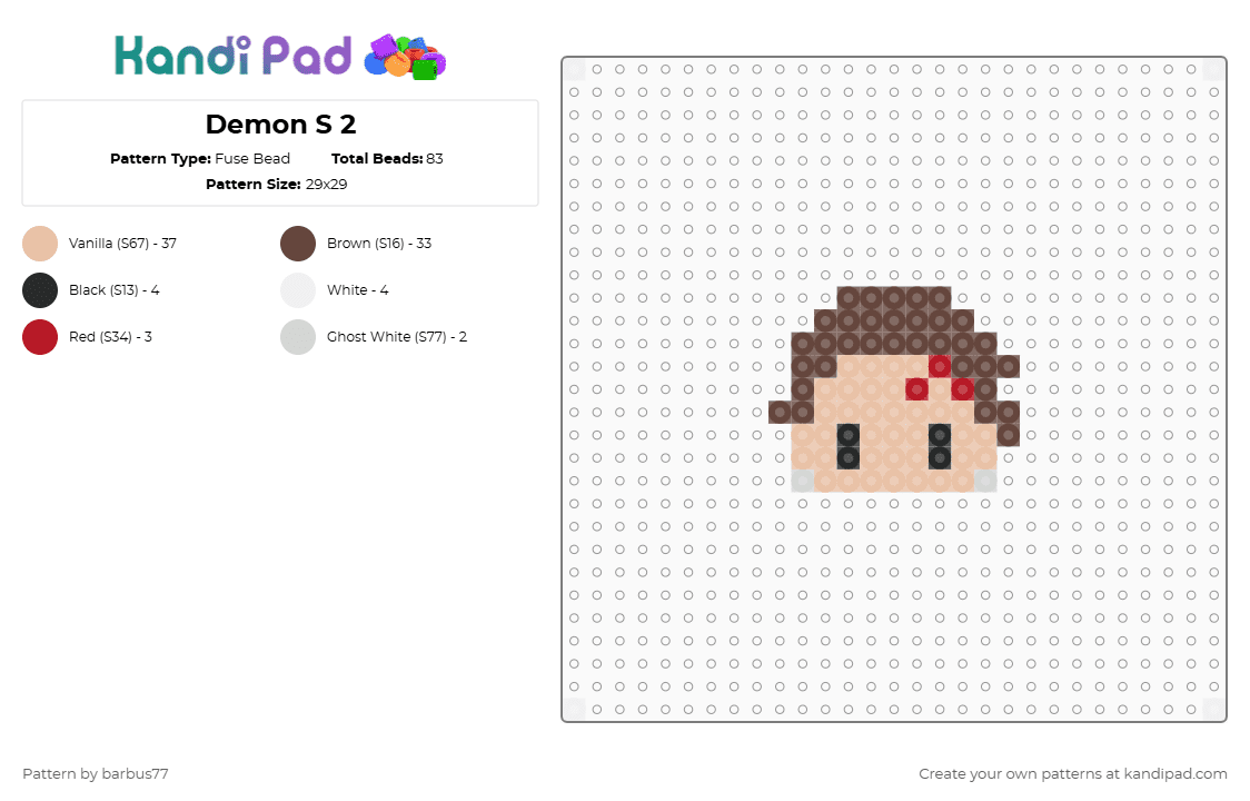 Demon S 2 - Fuse Bead Pattern by barbus77 on Kandi Pad - beige, brown