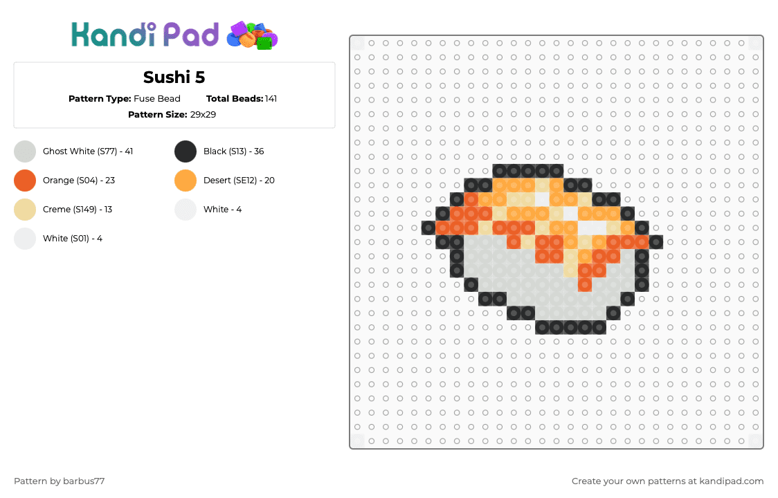 Sushi 5 - Fuse Bead Pattern by barbus77 on Kandi Pad - orange