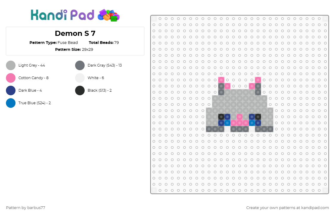Demon S 7 - Fuse Bead Pattern by barbus77 on Kandi Pad - beige