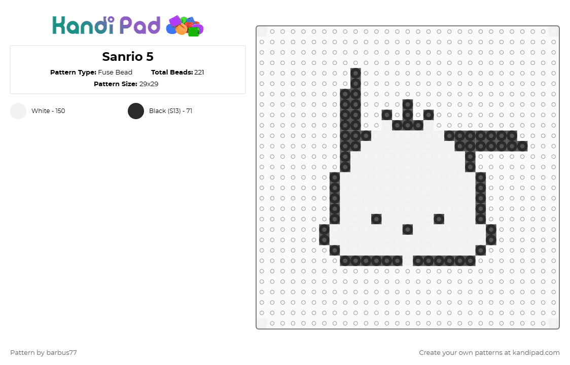 Sanrio 5 - Fuse Bead Pattern by barbus77 on Kandi Pad - black, white