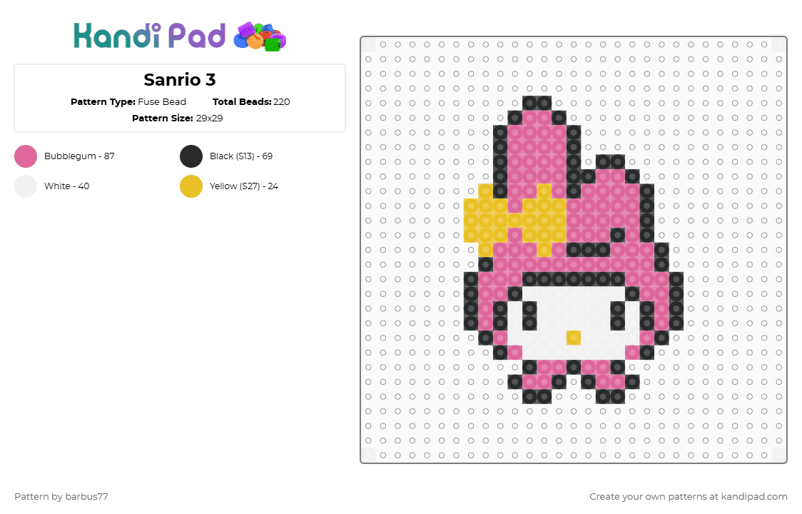 Sanrio 3 - Fuse Bead Pattern by barbus77 on Kandi Pad - pink