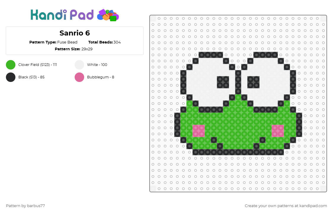 Sanrio 6 - Fuse Bead Pattern by barbus77 on Kandi Pad - green