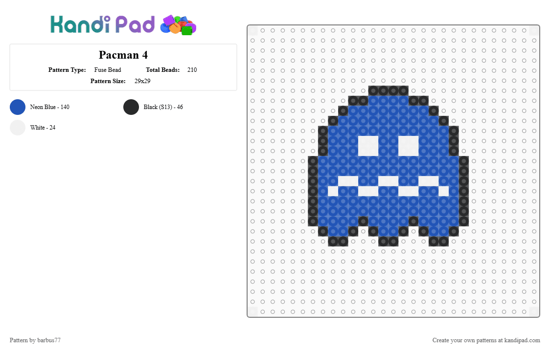 Pacman 4 - Fuse Bead Pattern by barbus77 on Kandi Pad - blue