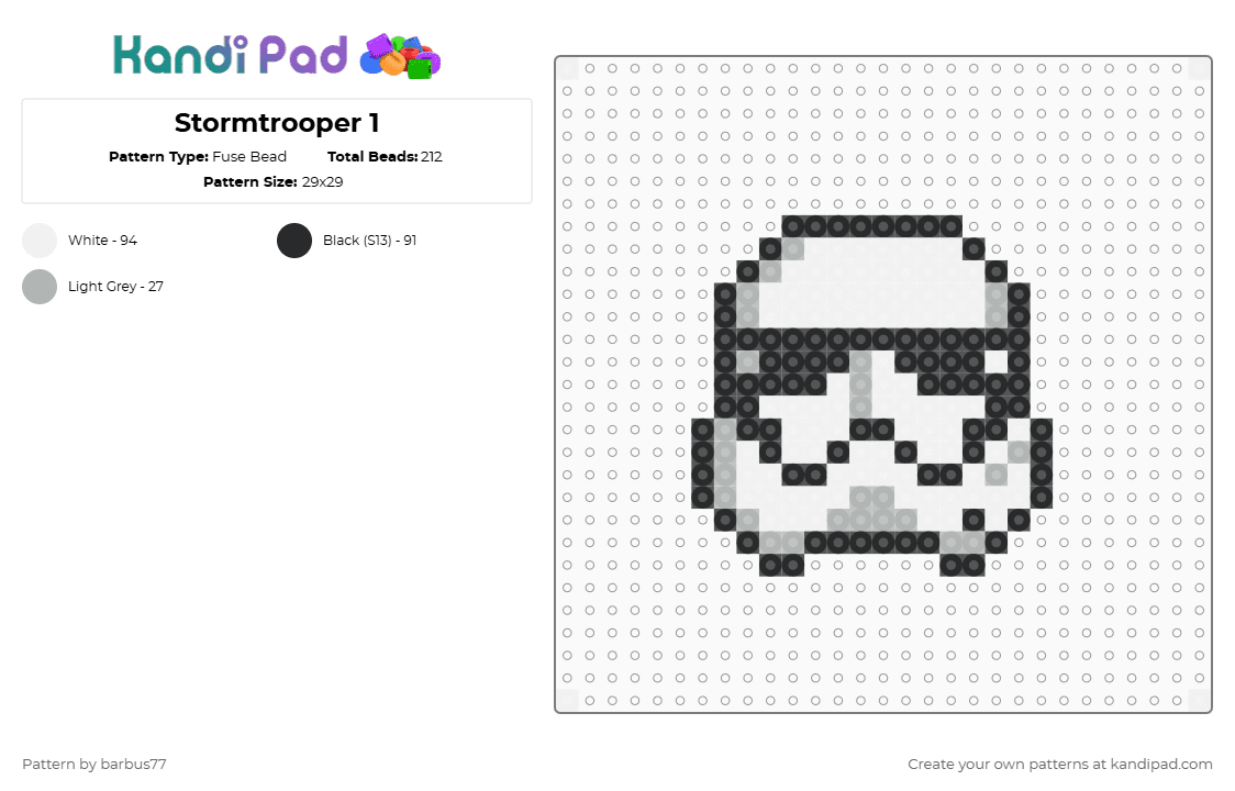Stormtrooper 1 - Fuse Bead Pattern by barbus77 on Kandi Pad - white