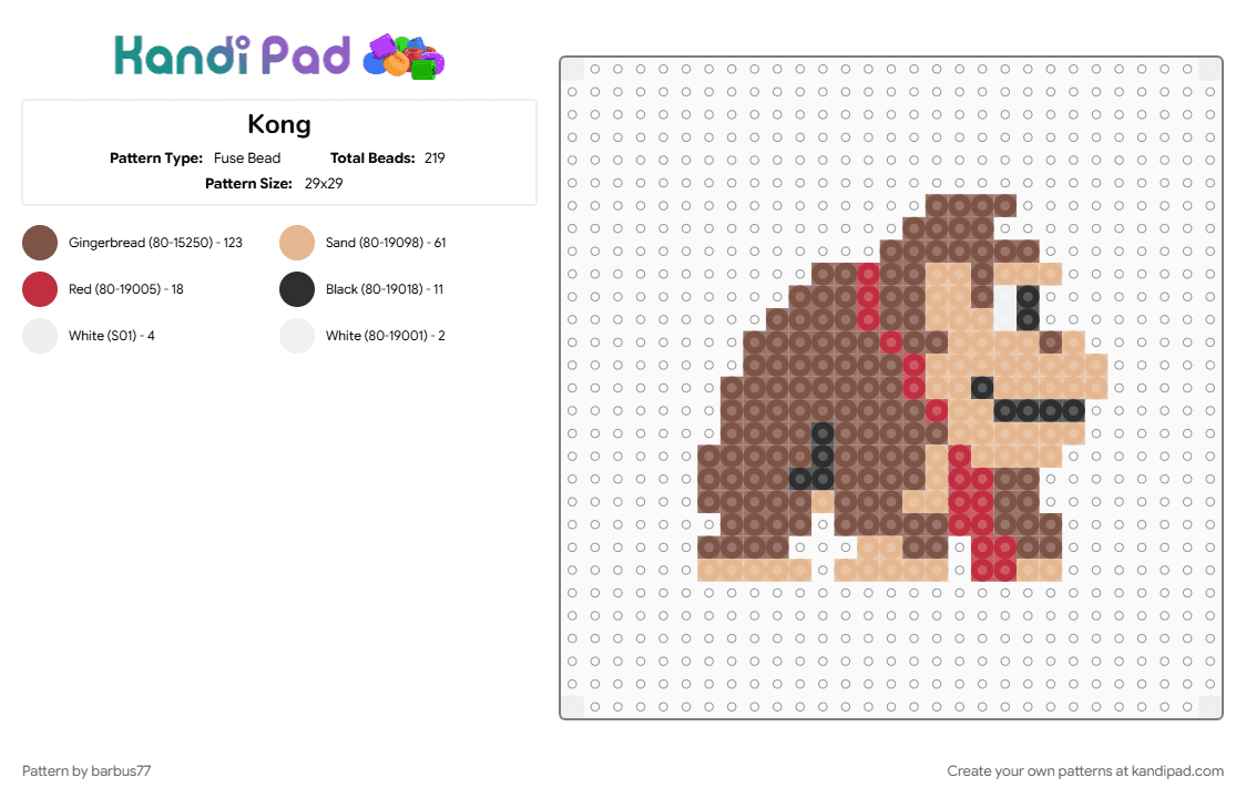 Kong - Fuse Bead Pattern by barbus77 on Kandi Pad - tan