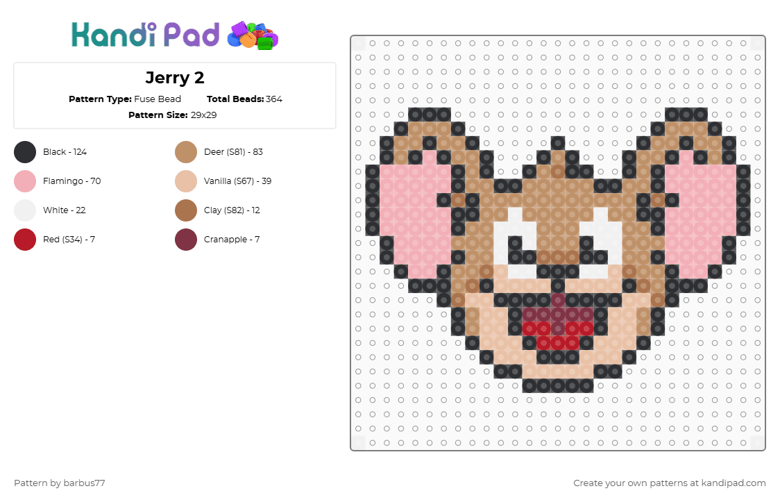 Jerry 2 - Fuse Bead Pattern by barbus77 on Kandi Pad - beige,tan